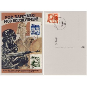Legion Dänemark auf Feldpostkarte mit Sonderstempel Replica