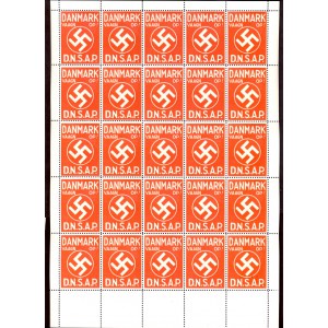 Danish Propaganda swastika stamps D.N.S.A.P. full sheet Replica