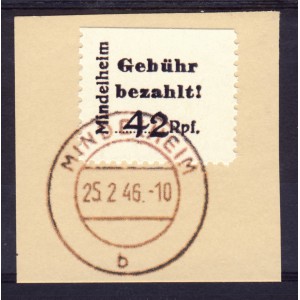 Nichtamtliche Ausgabe Mindelheim/Kirchheim Gebührenzettel Briefstück Replica
